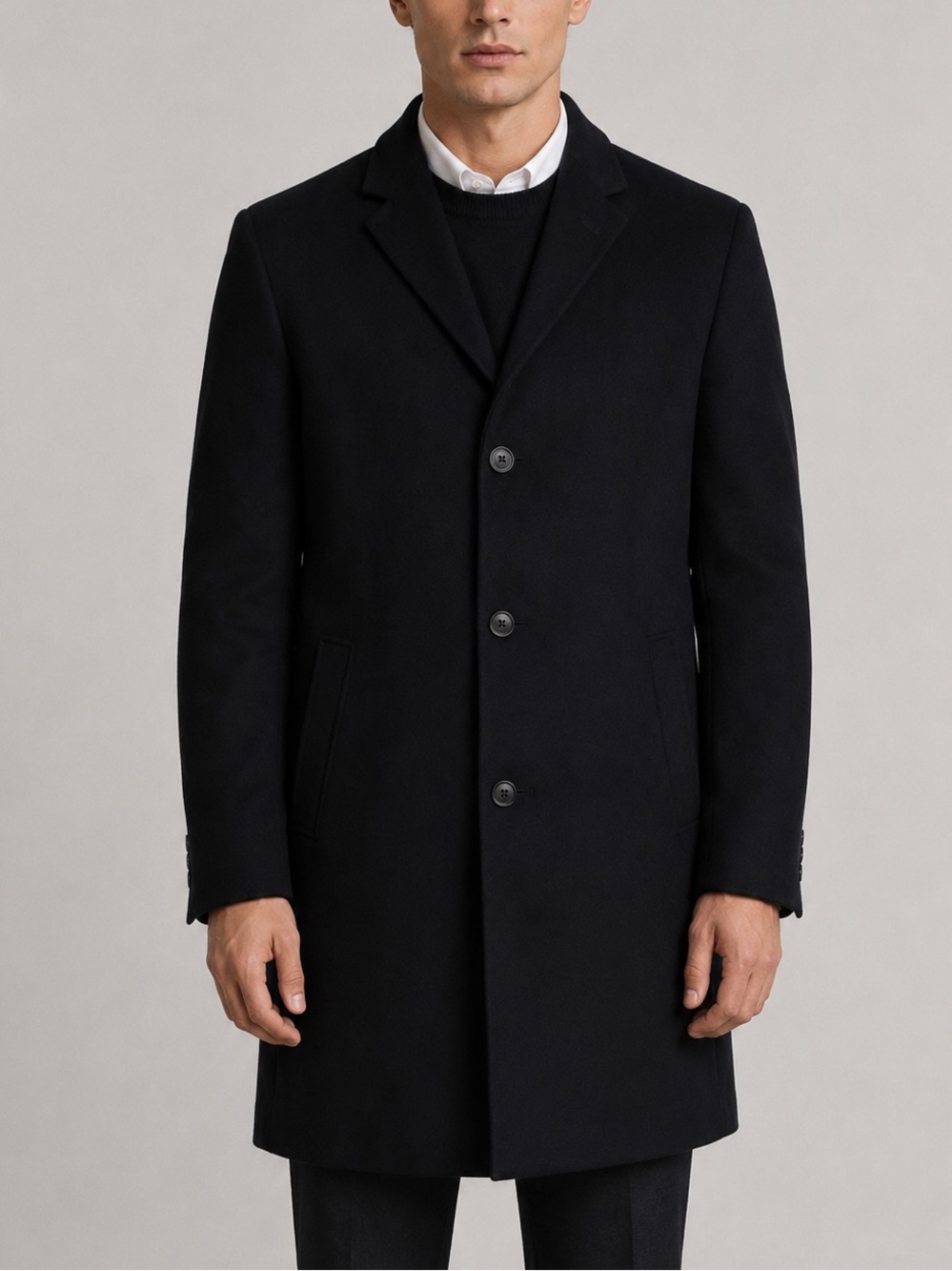 Jos. A. Bank Men’s Black Wool Blend Overcoat 40R Screen Worn on Tell Me Lies